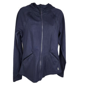 Spyder Active Hoodie Jacket Blue Long Thumbhole Sleeve Full Zip Zip Pockets Med